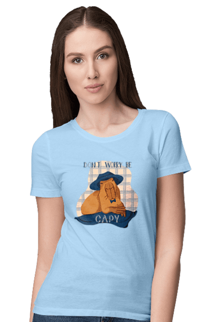 Women's t-shirt with prints Capybara. Animal, capybara, rodent. 2070702