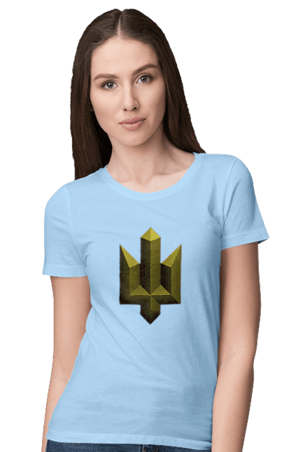 Women`s t-shirt with prints Emblem of power. Be brave, be brave, courage, emblem, glory to ukraine, ukraine, ukrainian courage, we are strong. 2070702