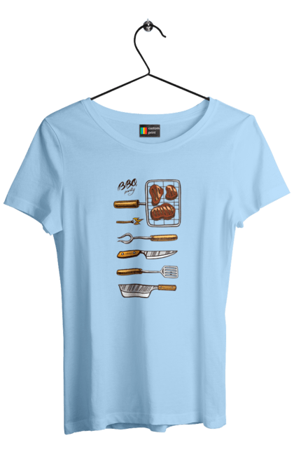 Футболка жіноча з принтом "Барбекю Паті". Барбекю, м`ясо, смажити. 2070702