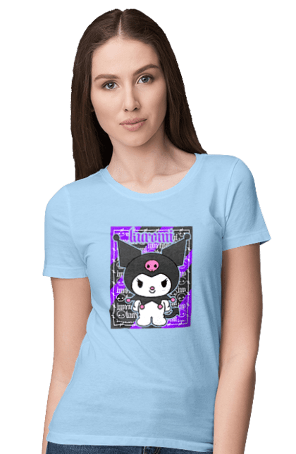 Women`s t-shirt with prints Hello Kitty Kuromi. Anime, character, hello kitty, kuromi, my melody, sanrio. 2070702