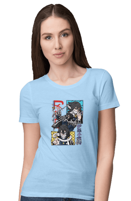 Women's t-shirt with prints Demon Slayer Obanai. Anime, demon slayer, iguro, kimetsu no yaiba, manga, obanai, obanai iguro, serial. 2070702