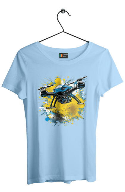 Футболка жіноча з принтом "Дрон". Дрон, зсу, символ україни, україна, фпв дрон. 2070702