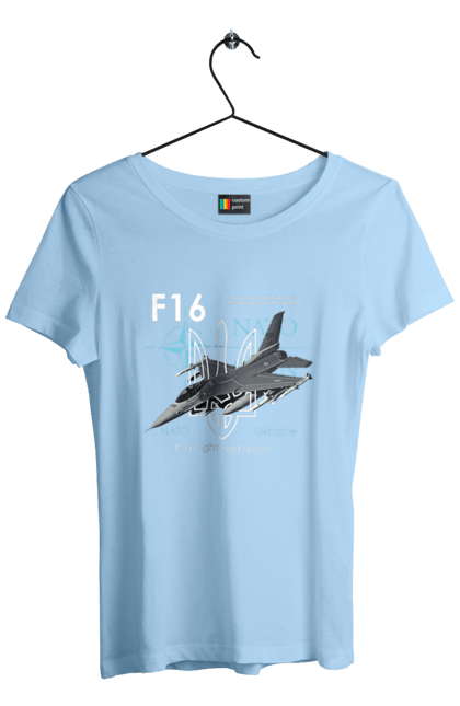 Футболка женская с принтом F16. F16, nasams, zuzana, гаубица, два герба, залужный, сюзанно. 2070702