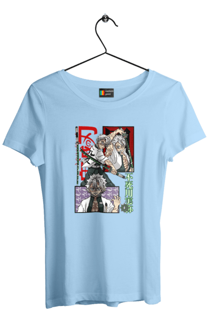 Women's t-shirt with prints Demon Slayer Sanemi. Anime, demon slayer, kimetsu no yaiba, manga, sanemi, sanemi shinazugawa, serial. 2070702