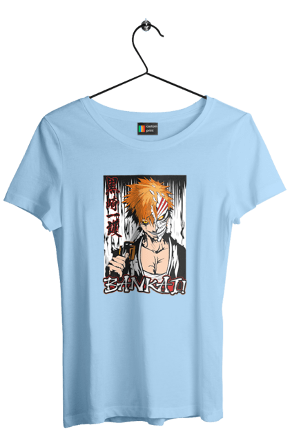 Women's t-shirt with prints Bleach Ichigo Kurosaki. Anime, bleach, ichigo, ichigo kurosaki, manga. 2070702