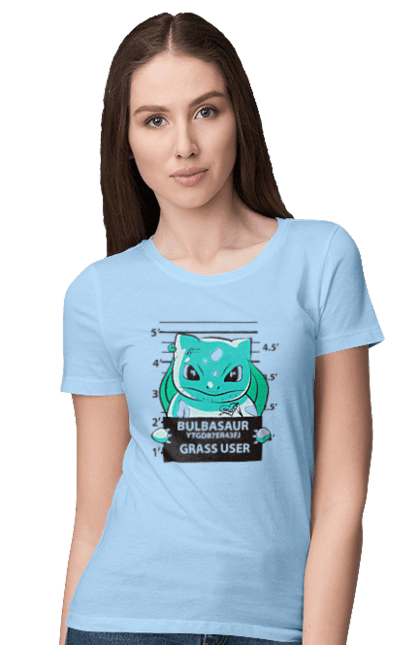 Women's t-shirt with prints Pokemon Bulbasaur. Anime, bulbasaur, games, nintendo, pokemon, pokemon go. 2070702