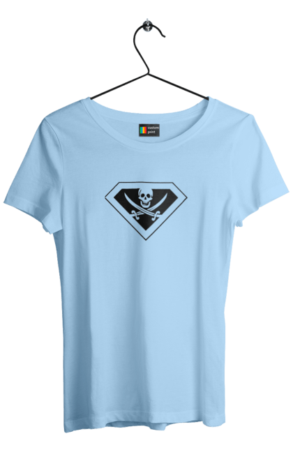 Футболка жіноча з принтом "Суперпірат". Бетмен, кіно, комікси, марвел, супергерої, супермен, фільми. 2070702