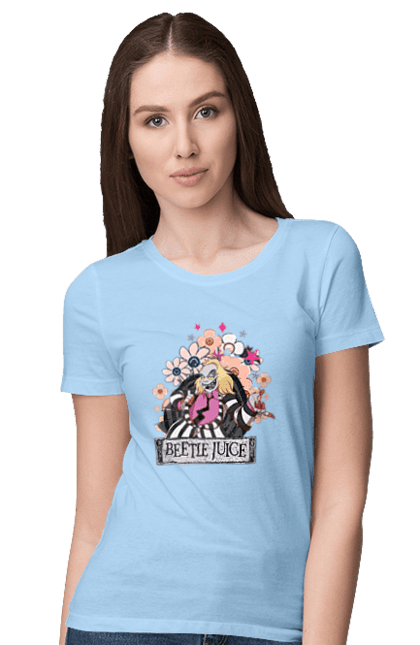 Women's t-shirt with prints Beetlejuice. Beetlejuice, comedy, ghost, horror, movie, tim burton, warner bros. 2070702