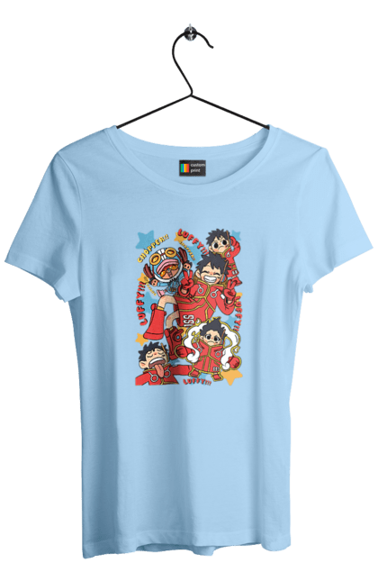 Women's t-shirt with prints One Piece Luffy. Anime, luffy, manga, monkey de luffy, one piece, pirates. 2070702