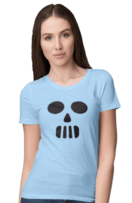 Women's t-shirt with prints Halloween pumpkin face. Costume, halloween, holiday, october, october 31, pumpkin, scary, sweets, trick or treat. 2070702