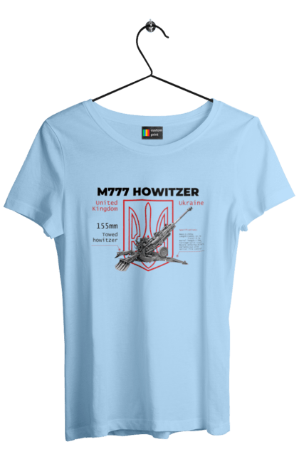 Футболка жіноча з принтом "155 мм гаубиця M777". Archer, bayraktar, himars, javelin, m777, patriot, weapon, zaluzhny, гаубиця. 2070702