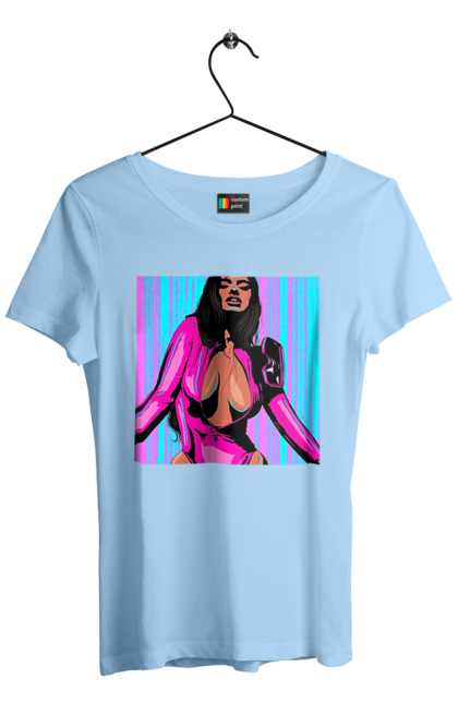 Футболка жіноча з принтом "Дівчина З Глибоким Декольте". Гола, дівчина, сиськи. 2070702