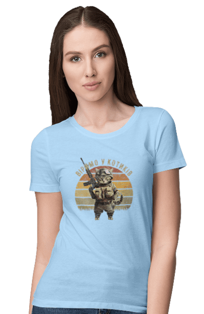 Women`s t-shirt with prints Trust In Kittens. Army, cats, kitty, soldier, ssu, trust in zsu, ukraine, war, warrior, whale. 2070702