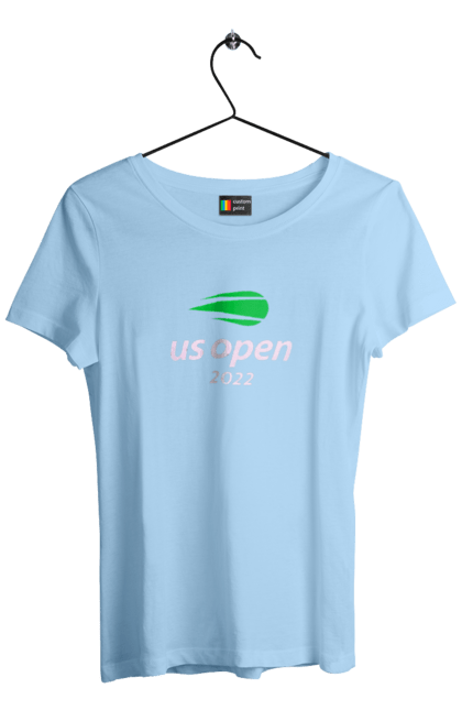 Women`s t-shirt with prints US Open 2022 tennis tournament. American championship, ball, hard, new york, open championship, players, prize fund, racket, tennis, tournament grid. 2070702