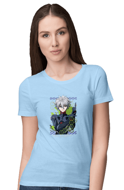 Футболка жіноча з принтом "Євангеліон Каору". Kaworu, kaworu nagisa, neon genesis evangelion, nerv, аніме, єва, євангеліон, каору, каору наґіса, манга. 2070702