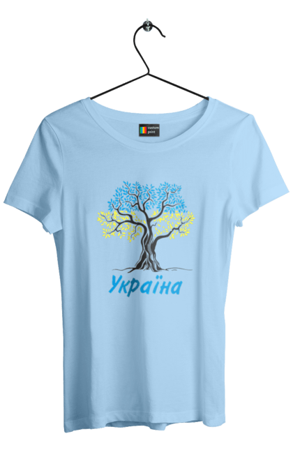 Women`s t-shirt with prints Blue yellow tree Ukraine. Blue yellow tree, symbol of ukraine, ukraine, ukrainian symbols, ukrainian tree. 2070702
