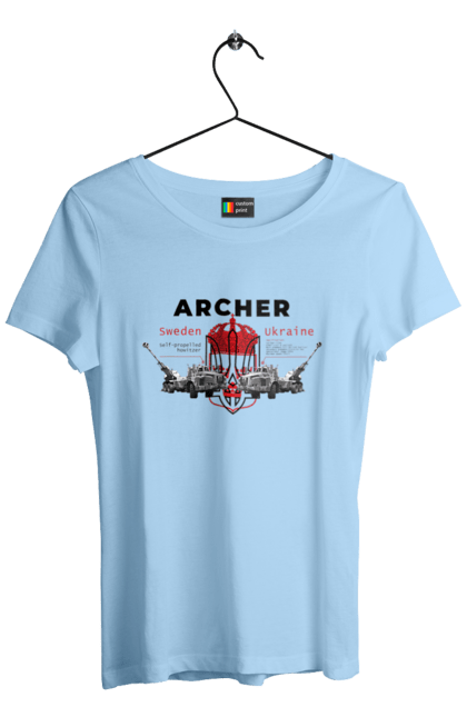 Women`s t-shirt with prints Archer. Archer, bayraktar, caesar, himars, javelin, nlaw, patriot, weapons, zaluzhny. 2070702