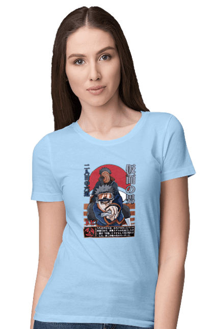 Women's t-shirt with prints Naruto Obito Uchiha. Anime, character, manga, naruto, ninja, obito, obito uchiha, tv series, uchiha. 2070702