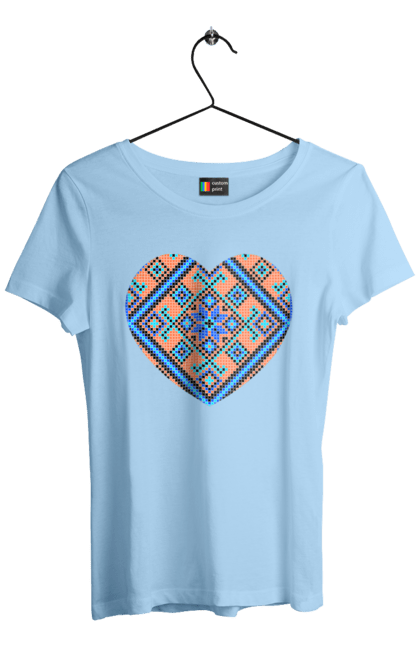 Women`s t-shirt with prints Heart embroidery. Cross stitch, embroidered shirt, embroidery, heart, i love ukraine, symbols of ukraine, traditions of ukraine, ukraine. 2070702
