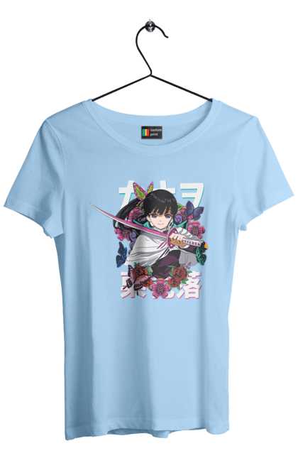 Women's t-shirt with prints Demon Slayer Kanao. Anime, demon slayer, kanao, kimetsu no yaiba, manga, serial, shinobu. 2070702