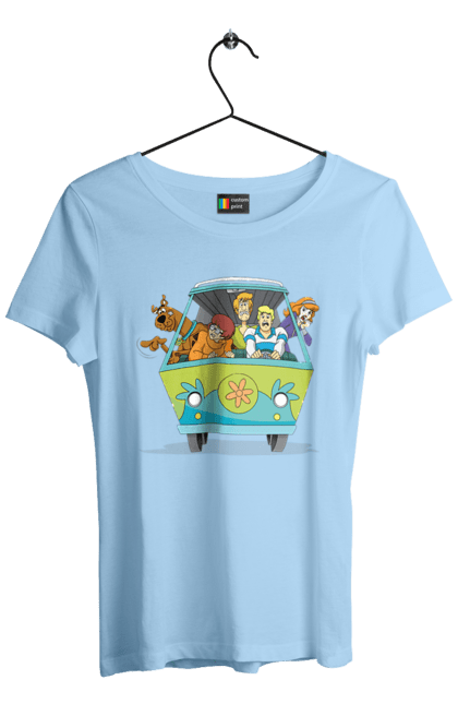 Women`s t-shirt with prints Scooby Doo Machine. Car, cartoon, dog, scooby doo. 2070702