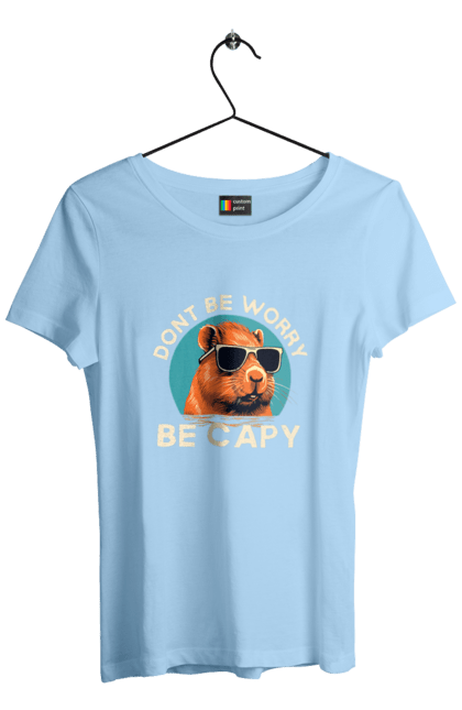 Women's t-shirt with prints Capybara. Animal, capybara, glasses, rodent. 2070702