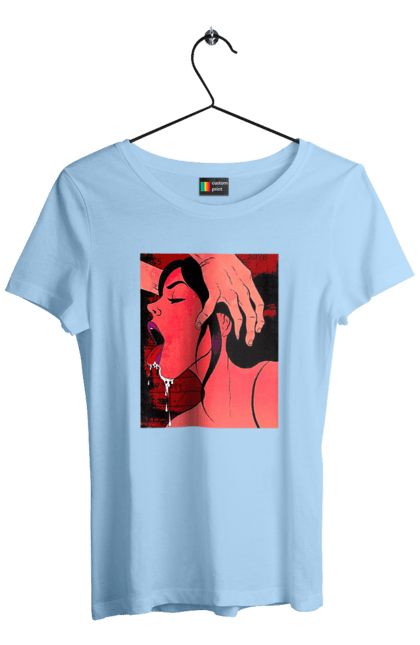 Women`s t-shirt with prints Girl Sucks With Saliva. Sex, suck. 2070702