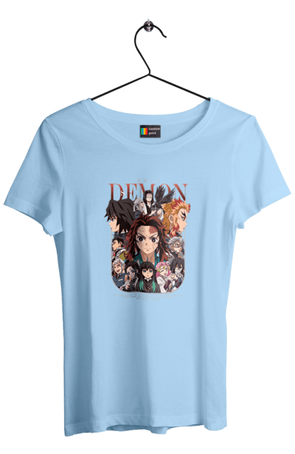 Women`s t-shirt with prints Demon Slayer. Anime, demon slayer, kamado tanjiro, manga, tanjiro. 2070702