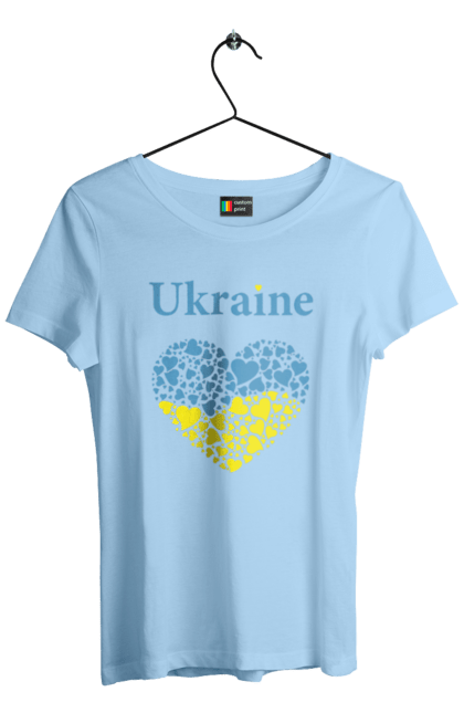 Футболка жіноча з принтом "Ukraine Heart". Прапор, серце, україна. 2070702
