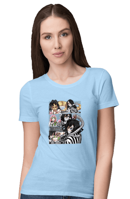 Women`s t-shirt with prints Demon Slayer Obanai. Anime, demon slayer, iguro, kimetsu no yaiba, manga, obanai, obanai iguro, serial. 2070702