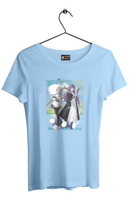 Women's t-shirt with prints Frieren: Beyond Journey's End. Anime, elf, fern, frieren, heroine, magician, manga. 2070702