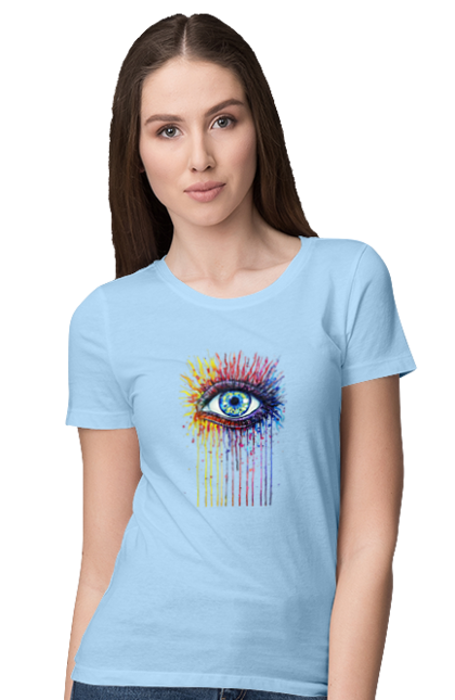 Women`s t-shirt with prints Colorful Flowing Eye. Eye, paints. 2070702