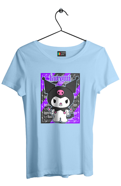 Women`s t-shirt with prints Hello Kitty Kuromi. Anime, character, hello kitty, kuromi, my melody, sanrio. 2070702