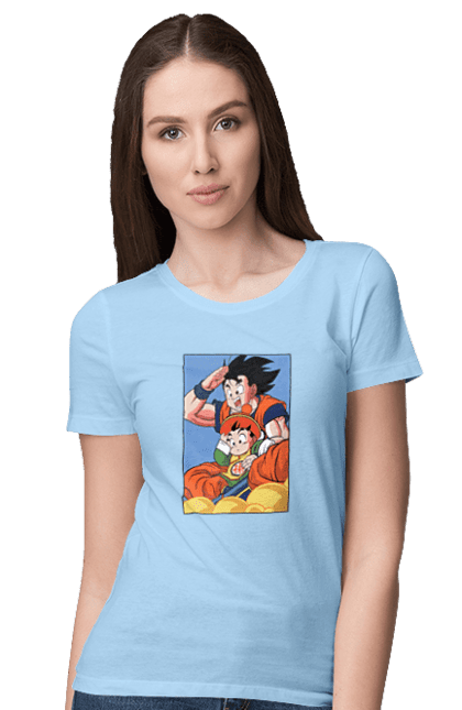 Women's t-shirt with prints Dragon Ball Gohan. Anime, dragon ball, gohan, goku, manga, tv series, vegeta. 2070702