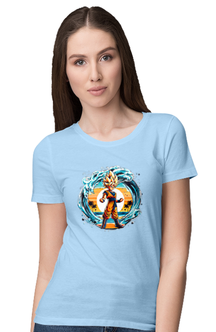 Women's t-shirt with prints Dragon Ball Son Goku. Anime, dragon ball, goku, manga, son goku, tv series. 2070702