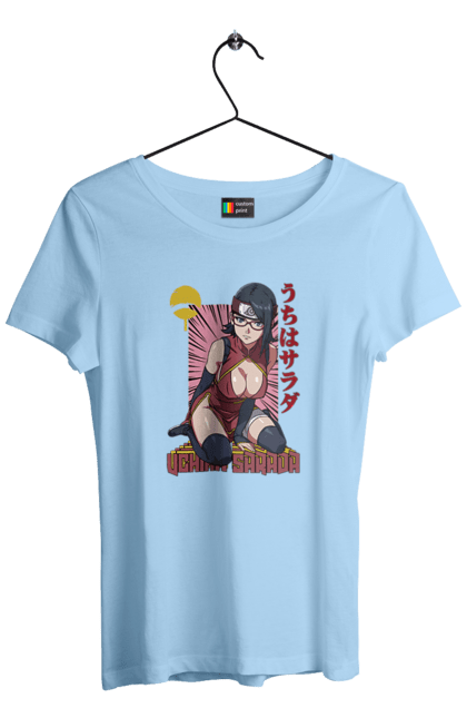 Women's t-shirt with prints Boruto Sarada Uchiha. Anime, boruto, manga, sarada uchiha, tv series, uchiha. 2070702