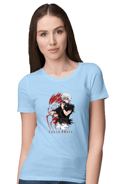 Women's t-shirt with prints Tokyo ghoul. Anime, drama, fiction, horror, kaneki ken, manga, tokyo ghoul. 2070702