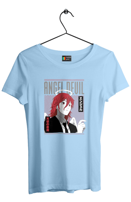 Women's t-shirt with prints Chainsaw Man Angel Devil. Angel devil, anime, chainsaw man, demon, manga, shonen. 2070702