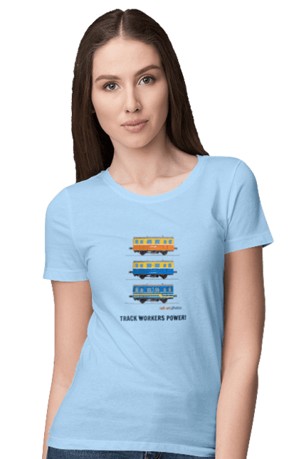 Women`s t-shirt with prints Track Workers Power! Railcar AS1A. As1a, motorcar, rail, railcar, railway, track, track workers, ukrzaliznytsia. 2070702