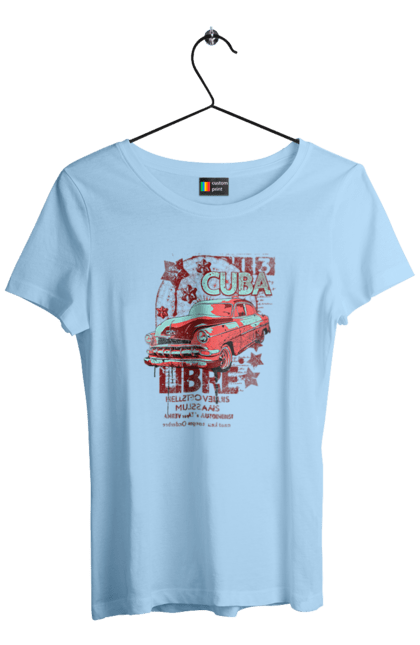 Women`s t-shirt with prints Cuba, Machine. Cuba, retro. 2070702