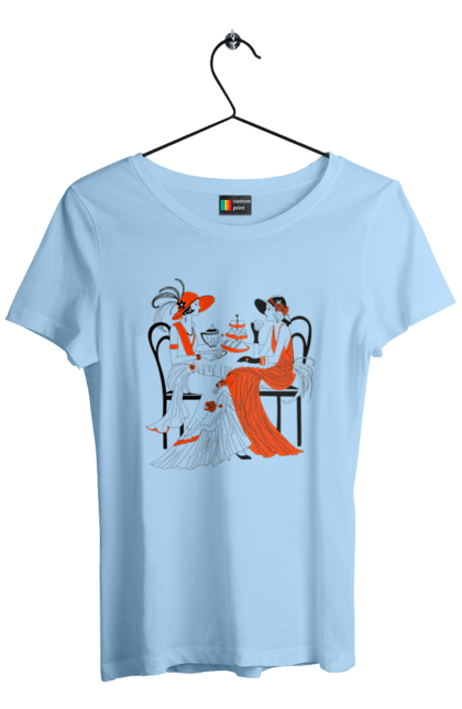 Футболка жіноча з принтом "Дами В Червоному". Дами, посиденьки, чаювання. 2070702