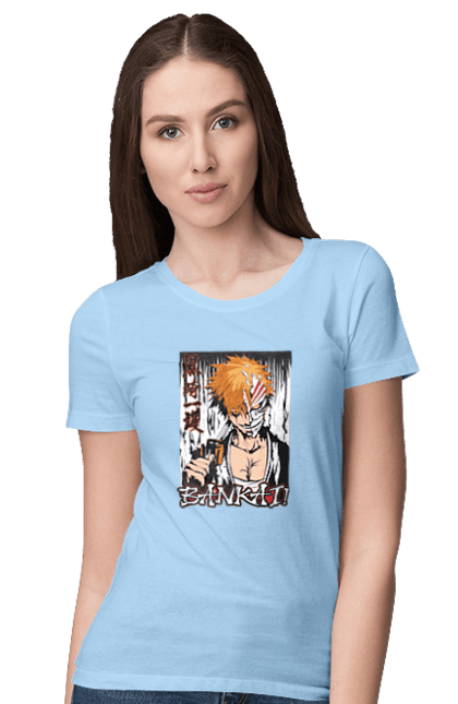 Women's t-shirt with prints Bleach Ichigo Kurosaki. Anime, bleach, ichigo, ichigo kurosaki, manga. 2070702