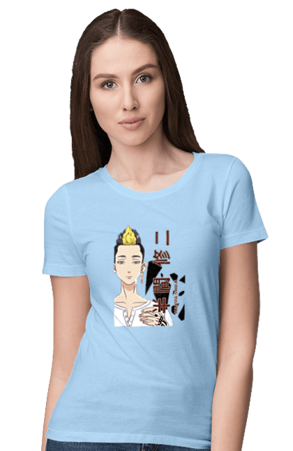 Women's t-shirt with prints Tokyo Revengers Hanma. Anime, film, hanma, manga, tokyo manji gang, tokyo revengers, tv series. 2070702