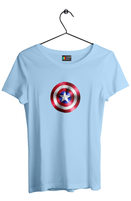 Футболка жіноча з принтом "Щит". Капітан америка, комікси, марвел, месники, мультики, супергерої. 2070702