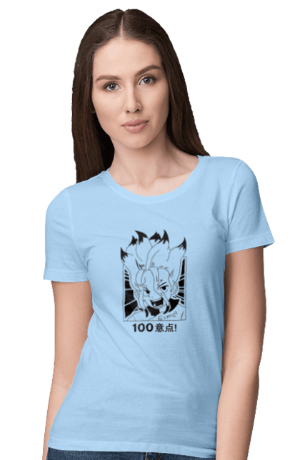 Women's t-shirt with prints Dr. Stone Senku. Anime, dr. stone, ishigami, manga, senku, senku ishigami. 2070702