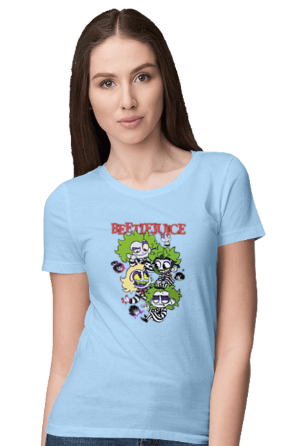 Women's t-shirt with prints Beetlejuice. Beetlejuice, comedy, ghost, ghost, horror, movie, tim burton, warner bros. 2070702