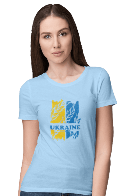 Women`s t-shirt with prints Ukraine ears of wheat. Ears of wheat, symbol of ukraine, ukraine, ukrainian symbols. 2070702