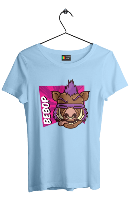 Women's t-shirt with prints Teenage Mutant Ninja Turtles Bebop. Animated series, bebop, comic, ninja, ninja turtles, villain. 2070702