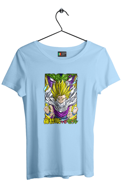 Women`s t-shirt with prints Dragon Ball Gohan. Anime, dragon ball, gohan, goku, manga, tv series, vegeta. 2070702