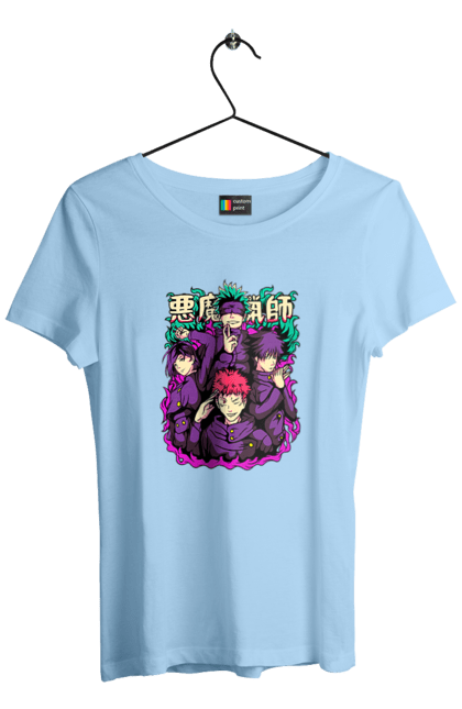 Women's t-shirt with prints Jujutsu Kaisen. Anime, dark fantasy, itadori, jujutsu kaisen, magic battle, manga, mystic, sukuna. 2070702